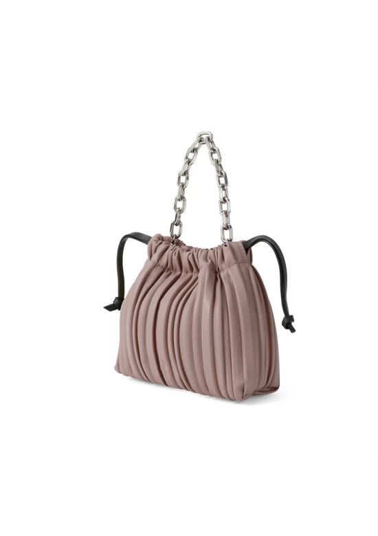 Charles Keith Pleated Covered Shoulder Bucket Bag Mauve